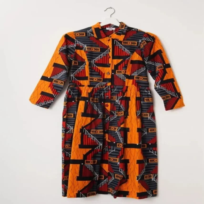 Ankara Print Shirt Dress
